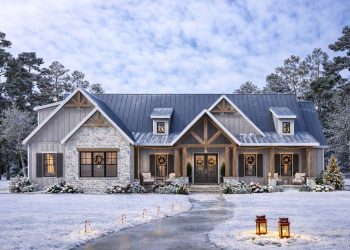 Modern Farmhouse Plan – ~2,694 sq ft, 4–5 Bedrooms, 3.5 Bathrooms, 2-Car Garage