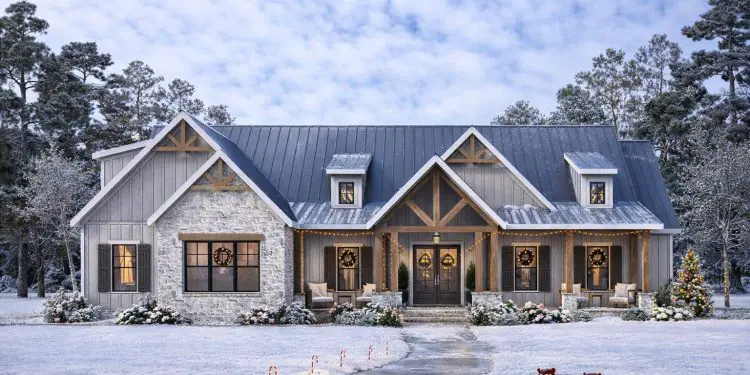 Modern Farmhouse Plan – ~2,694 sq ft, 4–5 Bedrooms, 3.5 Bathrooms, 2-Car Garage