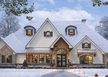 Hill Country House Plan with Outdoor Living Room and Fireplace – ~3,553 sq ft, 4 Bedrooms, 4 Bathrooms, 3-Car Garage