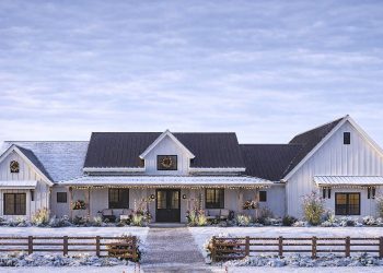 Modern Farmhouse Plan – ~3,680 sq ft, 4 Bedrooms, 3.5 Bathrooms, 4-Car Garage