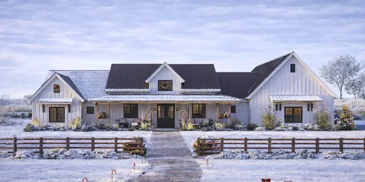 Spacious Modern Farmhouse House Plan with 4-Car Garage & Workshop – ~3,680 sq ft, 4 Bedrooms, 3.5 Bathrooms, 4-Car Garage