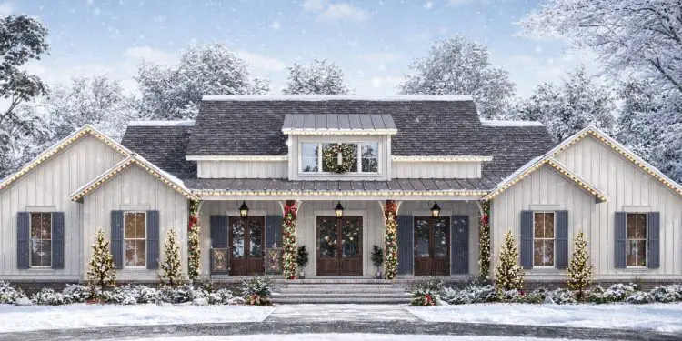 Stylish 4-Bed Modern Farmhouse Plan with Vaulted Master Suite – ~3,076 sq ft, 4 Bedrooms, 3.5 Bathrooms, 2-Car Garage