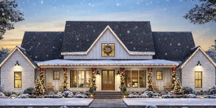 Symmetrical 4-Bed Modern Farmhouse Plan with Home Office & Bonus Room – ~3,292 sq ft, 4 Bedrooms, 3.5 + Bathrooms, 3-Car Garage