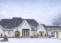 Modern French Country House Plan with Porte Cochere – ~3,340 sq ft, 3–4 Bedrooms, 4.5 Bathrooms, 4-Car Garage