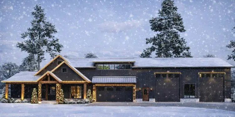 Barndominium Plan – ~2,631 sq ft, 4 Bedrooms, 2.5 Bathrooms, 4-Car Garage