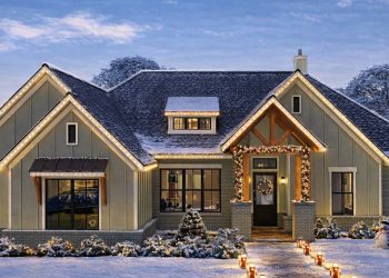 New American Ranch Home Plan with Home Office and Media Room – ~2,812 sq ft, 4 Bedrooms, 3 Bathrooms, 3-Car Garage