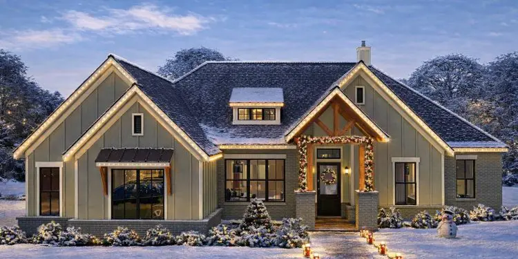 New American Ranch Home Plan with Home Office and Media Room – ~2,812 sq ft, 4 Bedrooms, 3 Bathrooms, 3-Car Garage