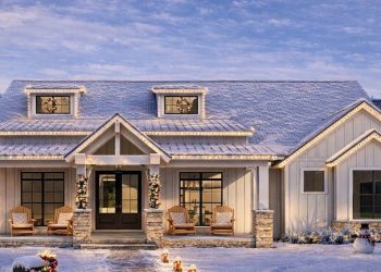 4-Bed Modern Farmhouse Plan with Vaulted Outdoor Living Space – ~2,700 sq ft, 4 Bedrooms, 3.5 Bathrooms, 2-Car Garage