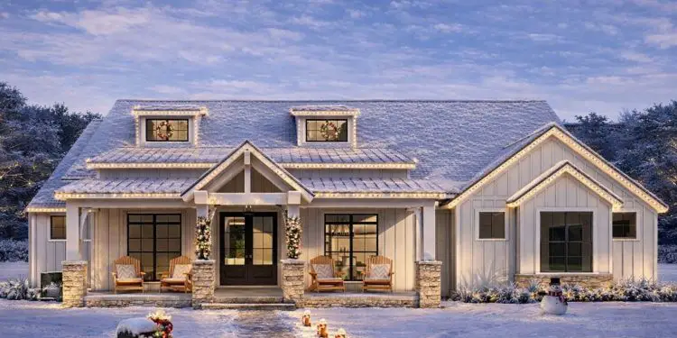 4-Bed Modern Farmhouse Plan with Vaulted Outdoor Living Space – ~2,700 sq ft, 4 Bedrooms, 3.5 Bathrooms, 2-Car Garage