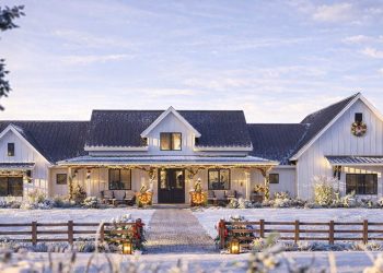 Spacious Modern Farmhouse with 4-Car Garage & Workshop – Plan 623578DJ