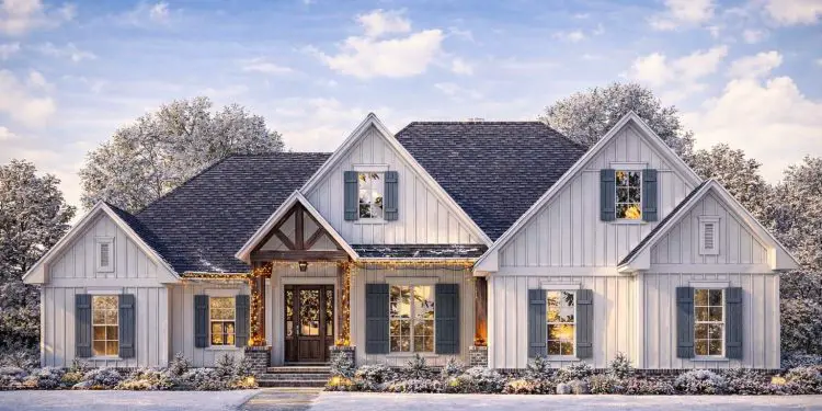 2,358 Sq Ft New American House Plan with Volume Ceilings Throughout