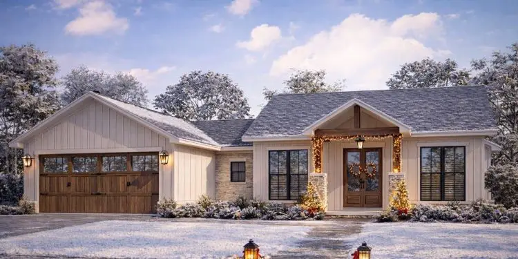 1,599 Sq Ft 3-Bed Texas Farmhouse Plan with Large Walk-In Pantry
