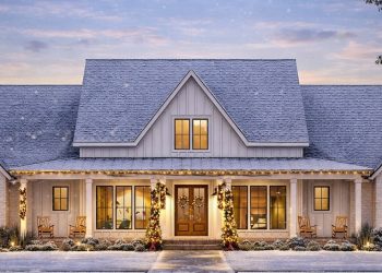 3,292 Sq Ft Symmetrical 4-Bed Modern Farmhouse with Home Office & Bonus Room