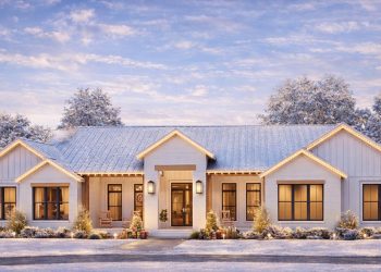 4 or 5-Bedroom Modern Transitional House Plan with Vaulted Living & 3-Car Garage – Plan 52007HZ