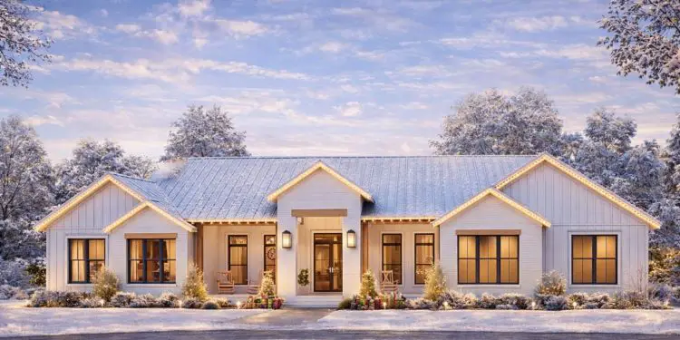 4 or 5-Bedroom Modern Transitional House Plan with Vaulted Living & 3-Car Garage – Plan 52007HZ