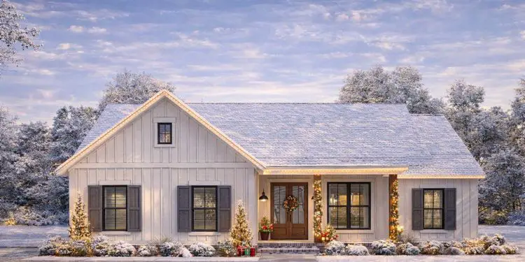 1,398 Sq Ft Modern Farmhouse Plan – 3 Bedrooms & 2 Bathrooms