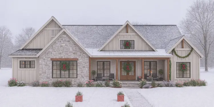 2,492 Sq Ft Modern Farmhouse – 4 Beds, 3.5 Baths, Open Floor Plan (Plan 009-00388)