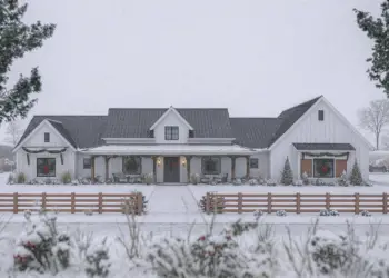 3,680 Sq Ft Modern Farmhouse – 4-Bed, 3.5-Bath One-Story With 4-Car Garage (Plan 963-01236)