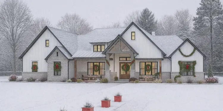 4,090 Sq Ft Modern Farmhouse – 4 Bedrooms, 5 Baths, Media Room & 3-Car Garage (Plan 3571-00024)