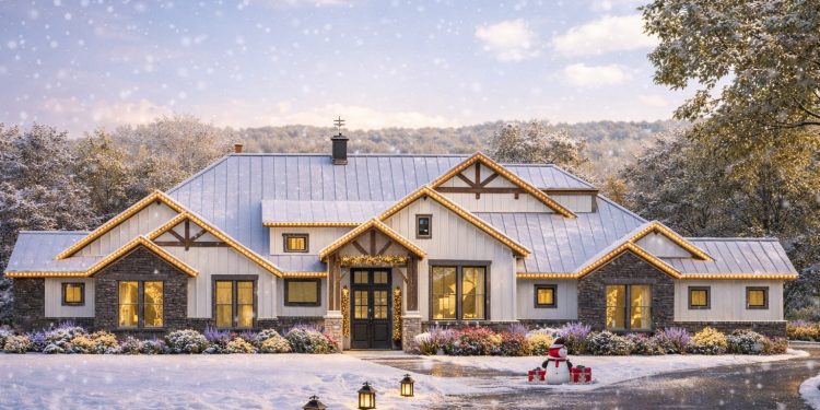 4,423 Sq Ft Modern Transitional Plan with 4 Bedrooms, 2 Full & 2 Half Baths