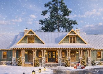 2-Story Rustic Duplex House Plan with Wrap-Around Porch – 1,810 Sq Ft per Unit