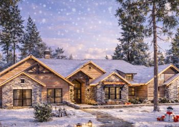 One-Story 4,405 Sq Ft Mountain Craftsman with Large Outdoor Living Porch