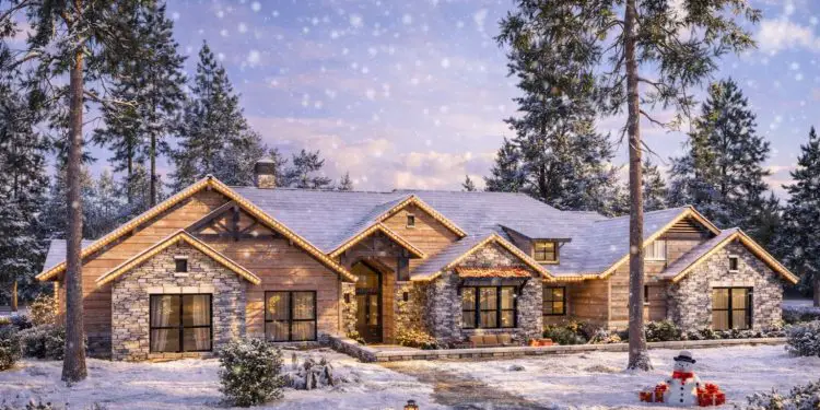 One-Story 4,405 Sq Ft Mountain Craftsman with Large Outdoor Living Porch
