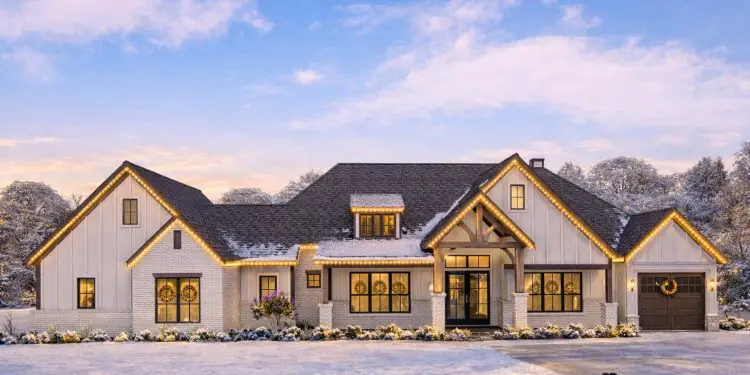 Expanded One-Level New American Craftsman House Plan with Home Office & Game Room – 4,090 Sq Ft