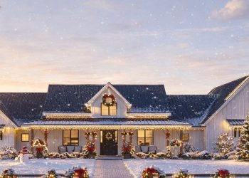 Spacious Modern Farmhouse House Plan with 4-Car Garage & Workshop – 3,680 Sq Ft