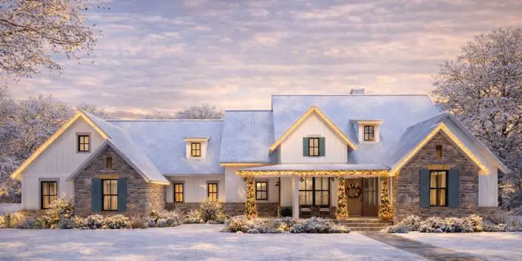 4-Bed Modern Farmhouse Plan with Bonus Room Over Garage – 2,385 Sq Ft | 4 Beds & 3.5 Baths