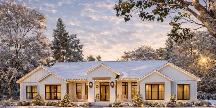 4- or 5-Bedroom Modern Transitional House Plan with Vaulted Living & 3-Car Garage – 3,340 Sq Ft