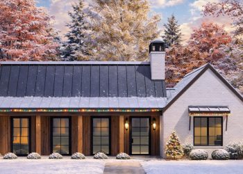 3-Bed Contemporary Country House Plan with Wide Front & Rear Porches – 1,500 Sq Ft | 3 Beds & 2 Baths