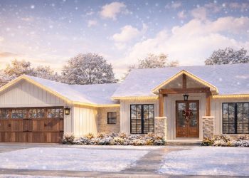 3-Bed Texas Farmhouse Plan with Large Walk-In Pantry – 1,599 Sq Ft | 3 Beds & 2.5 Baths