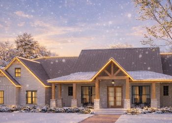 4-Bed Hill Country Farmhouse with 8′ Deep Front Porch, Home Office & Bonus Expansion – 2,961 Sq Ft | 4–5 Beds & 3.5–4.5 Baths