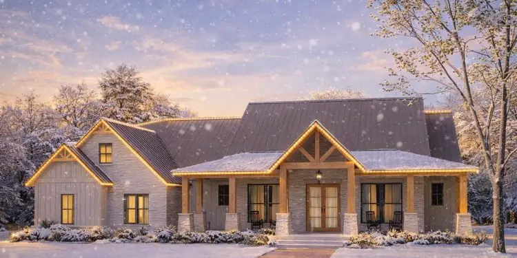4-Bed Hill Country Farmhouse with 8′ Deep Front Porch, Home Office & Bonus Expansion – 2,961 Sq Ft | 4–5 Beds & 3.5–4.5 Baths