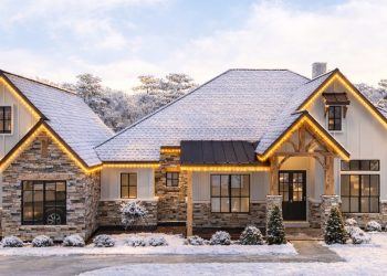 One-Level New American Craftsman Home Plan with Home Office and Media Room – 3,413 Sq Ft | 4 Beds & 3.5+ Baths