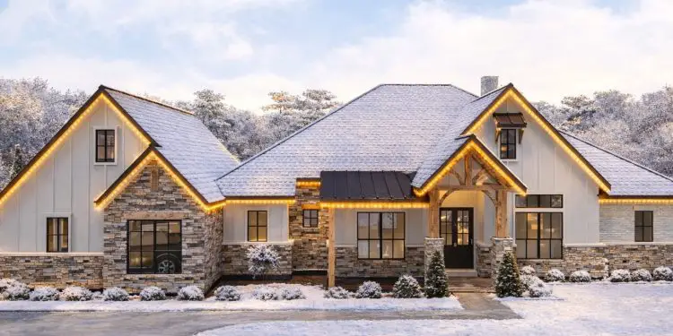 One-Level New American Craftsman Home Plan with Home Office and Media Room – 3,413 Sq Ft | 4 Beds & 3.5+ Baths