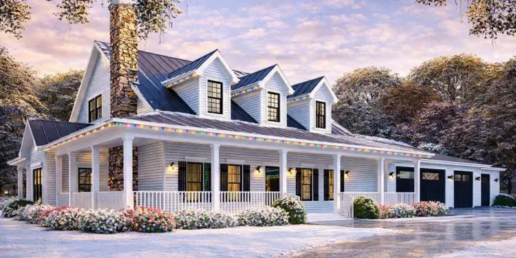 Multi-Generational Modern Farmhouse Plan with Two Kitchens & Two Laundry Rooms – 3,416 Sq Ft | 4-5 Beds & 4.5 Baths