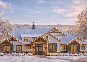 Grand 4,423 Sq Ft Modern Transitional One-Story Home with 4 Bedrooms, 2 Full + 2 Half Baths, 3-Car Garage, and an 826 Sq Ft Porch Setup