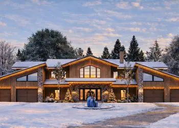 Symmetrical Modern House Plan with Matching Wings & Large Outdoor Entertaining Space – 3,642 Sq Ft | 4 Beds, 4.5 Baths & 4-Car Garage