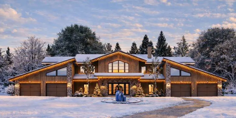 Symmetrical Modern House Plan with Matching Wings & Large Outdoor Entertaining Space – 3,642 Sq Ft | 4 Beds, 4.5 Baths & 4-Car Garage