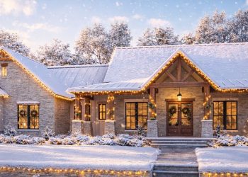 Rustic Modern Farmhouse with Wraparound Porch – 2,454 Sq Ft, 3 Bedrooms, 2.5 Baths, Office, and a 3-Car Side-Entry Garage