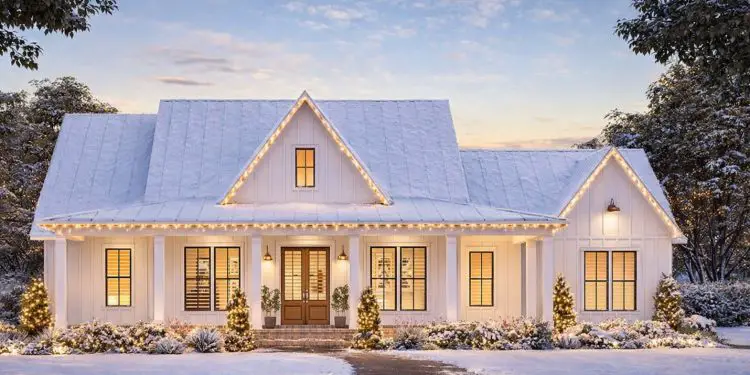 Modern Farmhouse Plan – 2,085 Sq Ft | 3 Beds, 2 Full + 1 Half Baths, Open Layout & Wrap-Around Porch