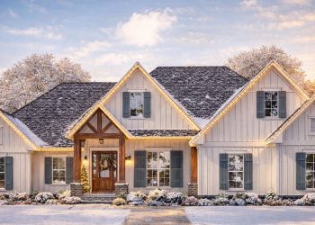 2,358 Sq Ft New American House Plan with Volume Ceilings Throughout – 3–4 Beds & Open Living