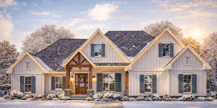 2,358 Sq Ft New American House Plan with Volume Ceilings Throughout – 3–4 Beds & Open Living