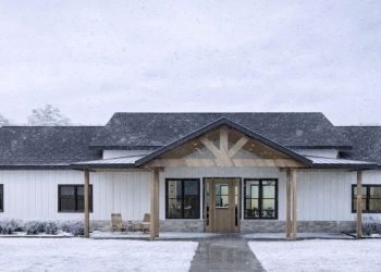 2524 Sq Ft Modern Farmhouse Ranch with Kid’s Wing, Open Living & Covered Porches