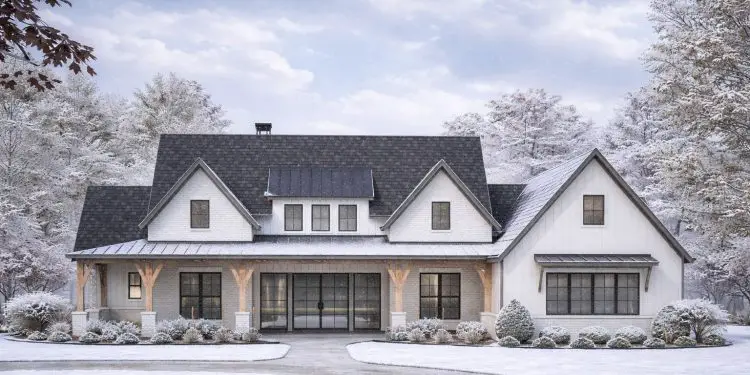 3254 Sq Ft 4-Bed Modern Farmhouse with Home Office, Master Laundry Access & Covered Porches