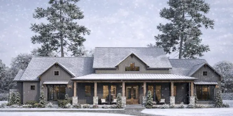 2564 Sq Ft 3-Bed Farmhouse with 3-Car Garage, Bonus Level & Covered Porches