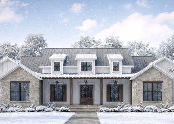 2977 Sq Ft Modern Farmhouse with 4 Bedrooms, 3.5 Baths & Covered Porch Areas