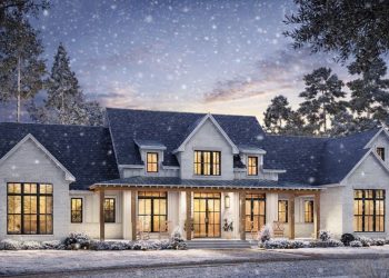 52015HZ – 5-Bed Grand Modern Farmhouse with Outdoor Kitchen, 3-Car Garage & Expansive Living